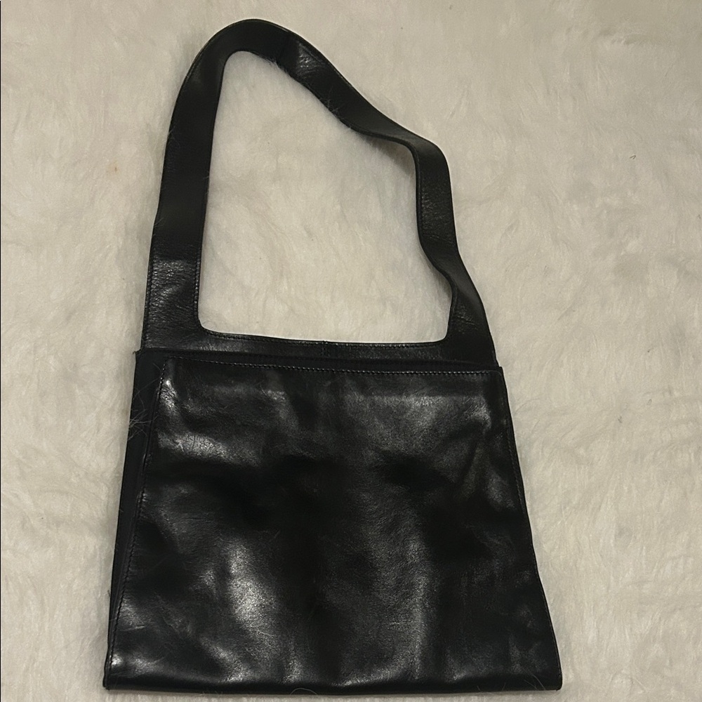 Christian Black Leather Messenger bag